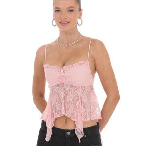 Lucy in the Sky Lace Babydoll Top in Pink Small‎ New Without Tags